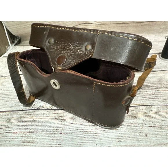 Vintage Brown Leather Film Camera Case with Strap Germany for Leica